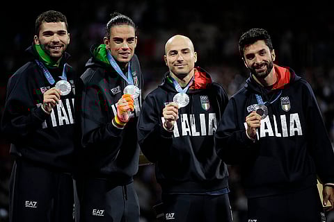 Italy's fencers after winning the silver medal